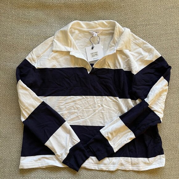NWT BB Dakota Long Sleeve Polo Rugby Shirt in Navy/White - Size Small - Picture 2 of 6